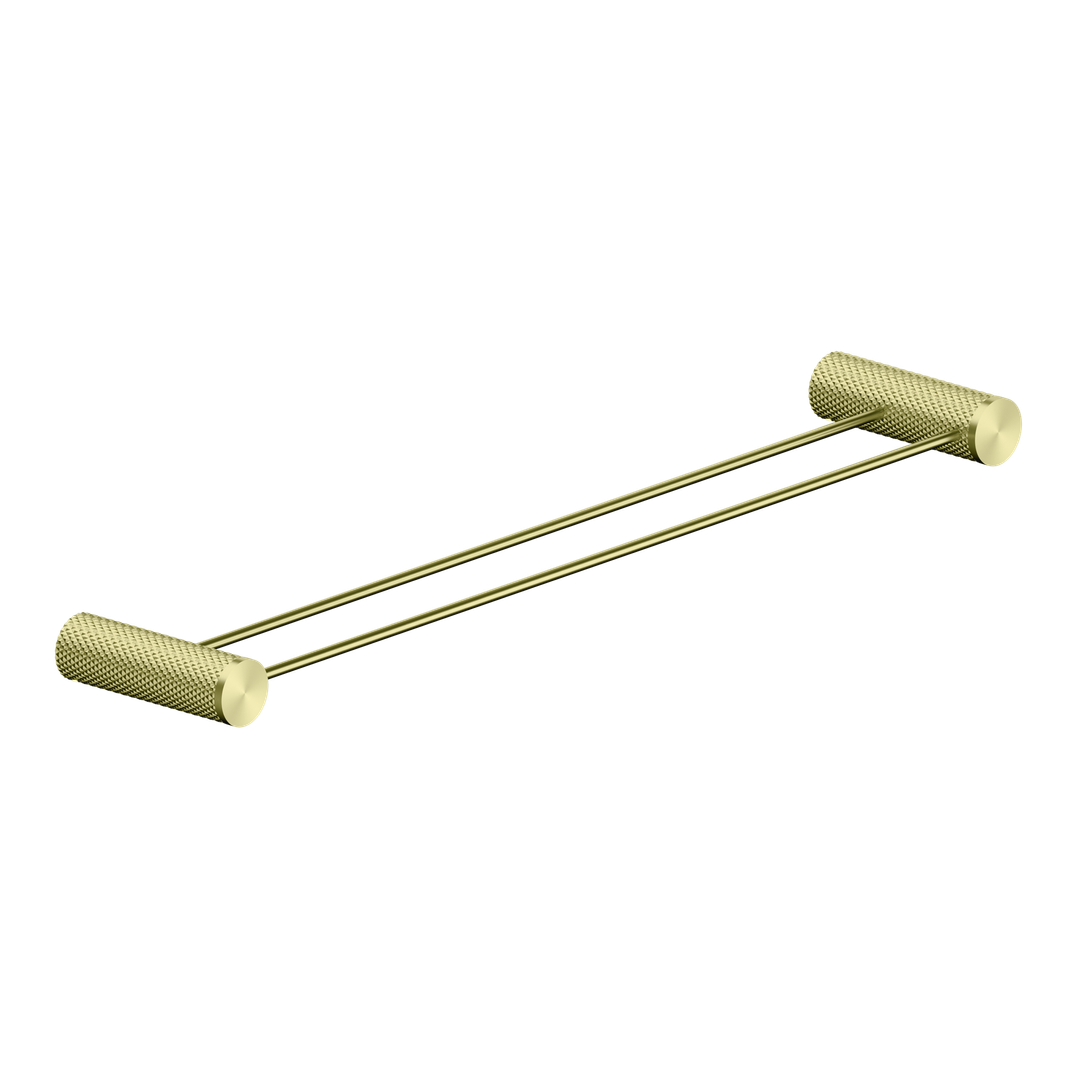 Nero Opal Double Towel Rail - Brushed Gold 600mm