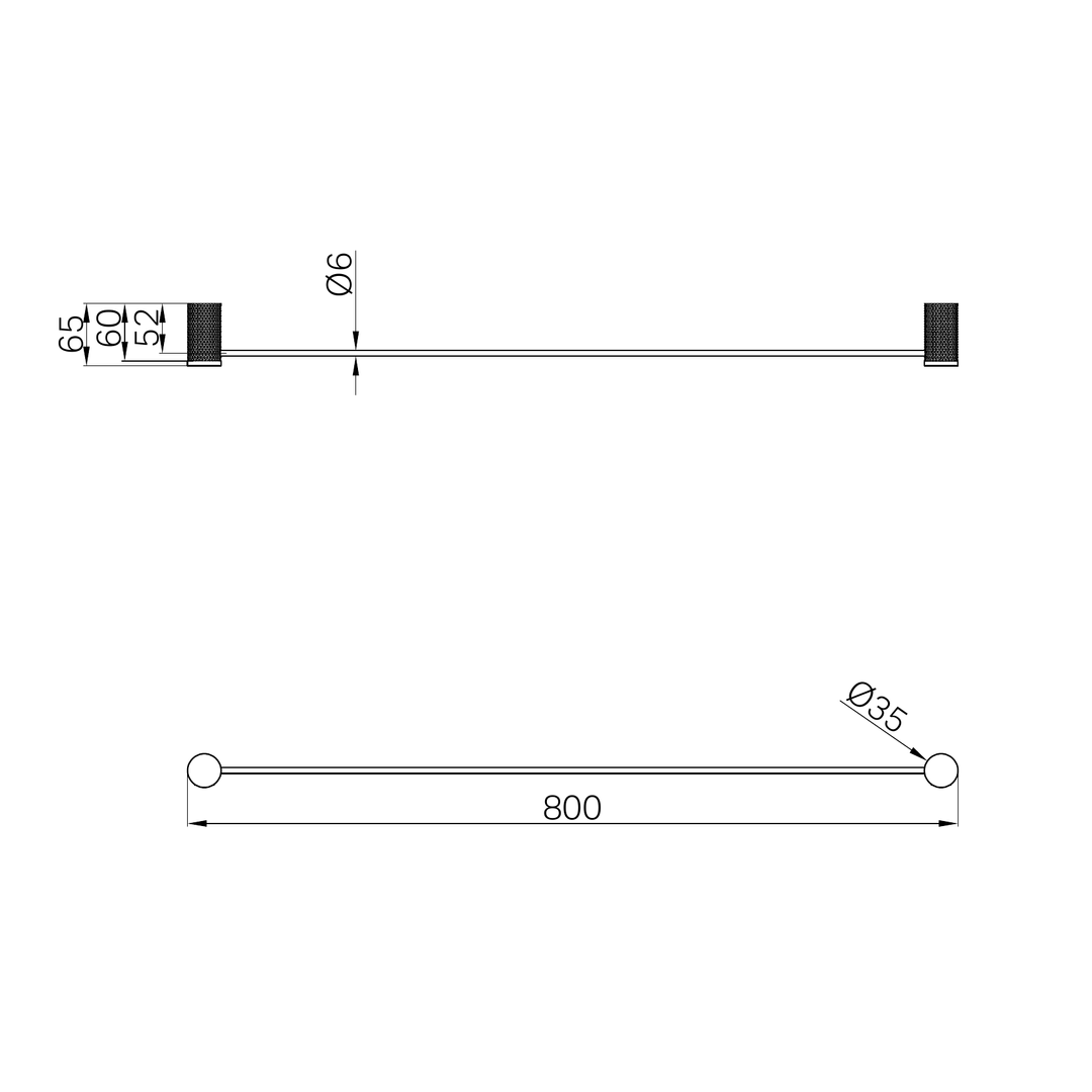 Nero Opal Single Towel Rail 800Mm - Brushed Nickel