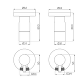 Nero Washing Machine Tap Set - Gunmetal