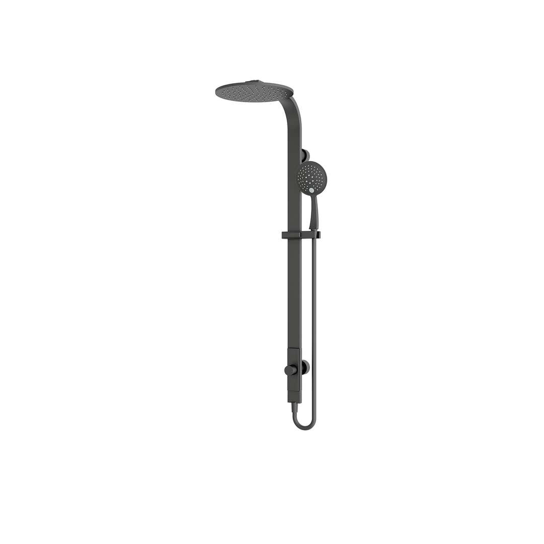 Rain Round Nero Shower Set Single Hose - Matt Black