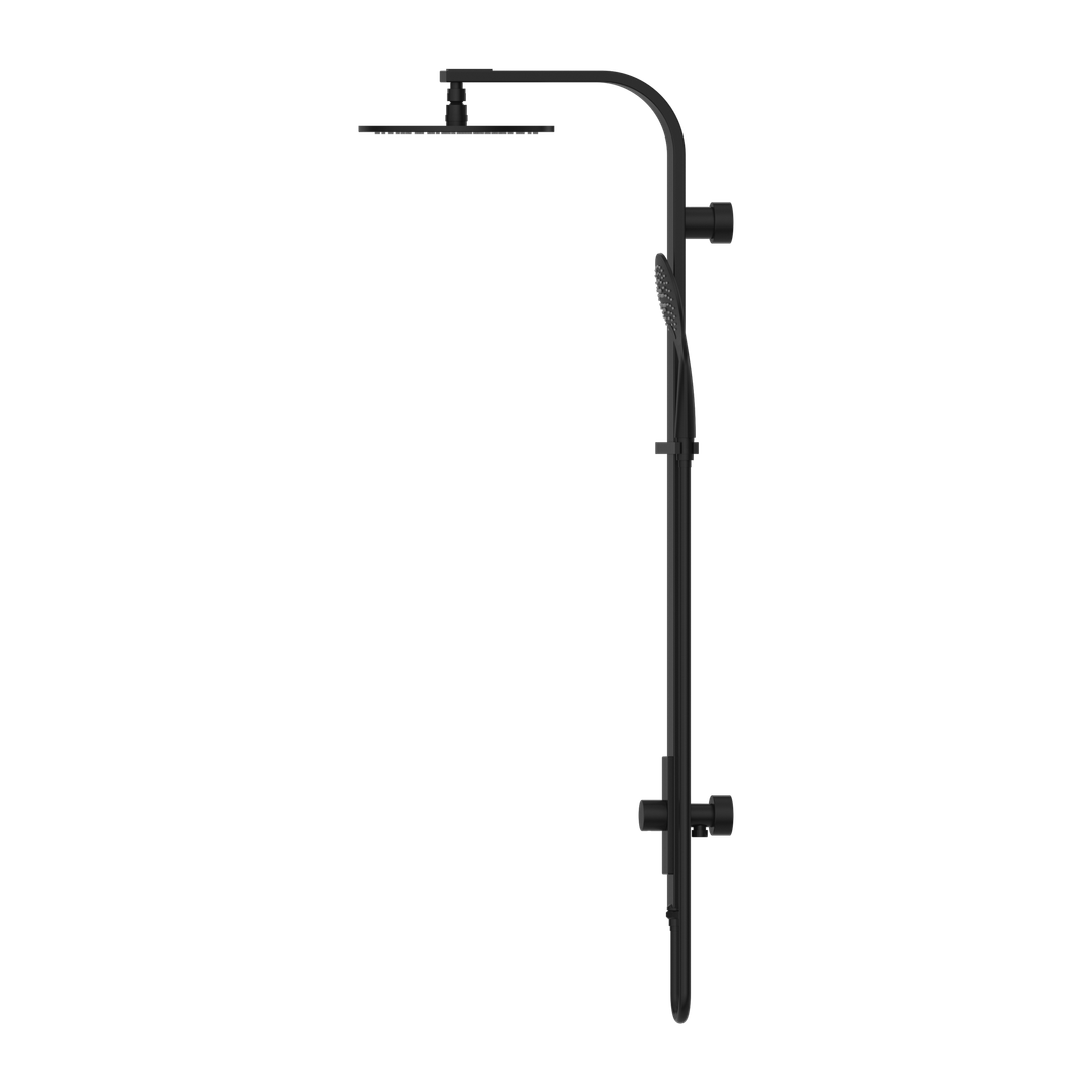 Rain Round Nero Shower Set Single Hose - Matt Black