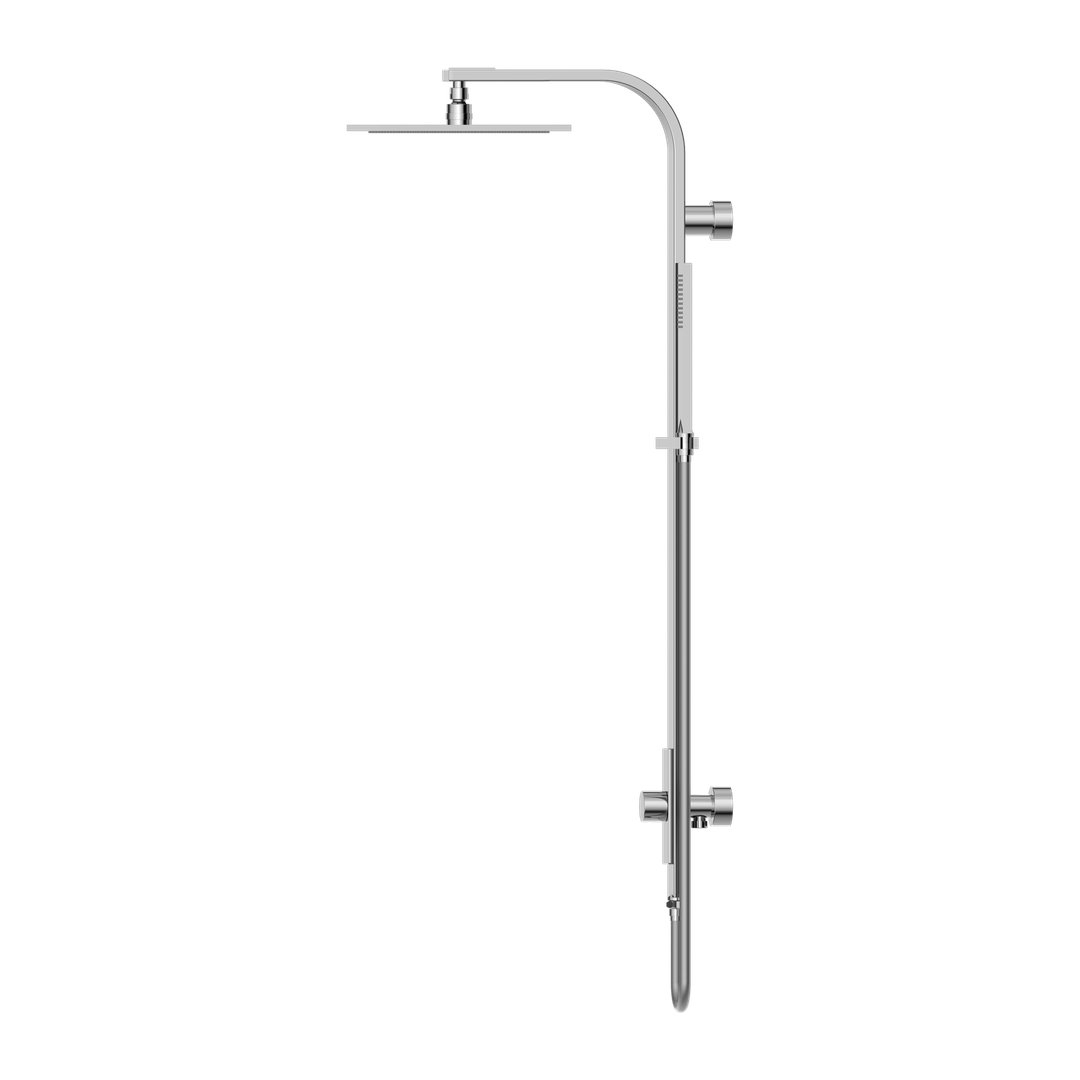 Rain Square Nero Shower Set Single Hose Shower - Chrome