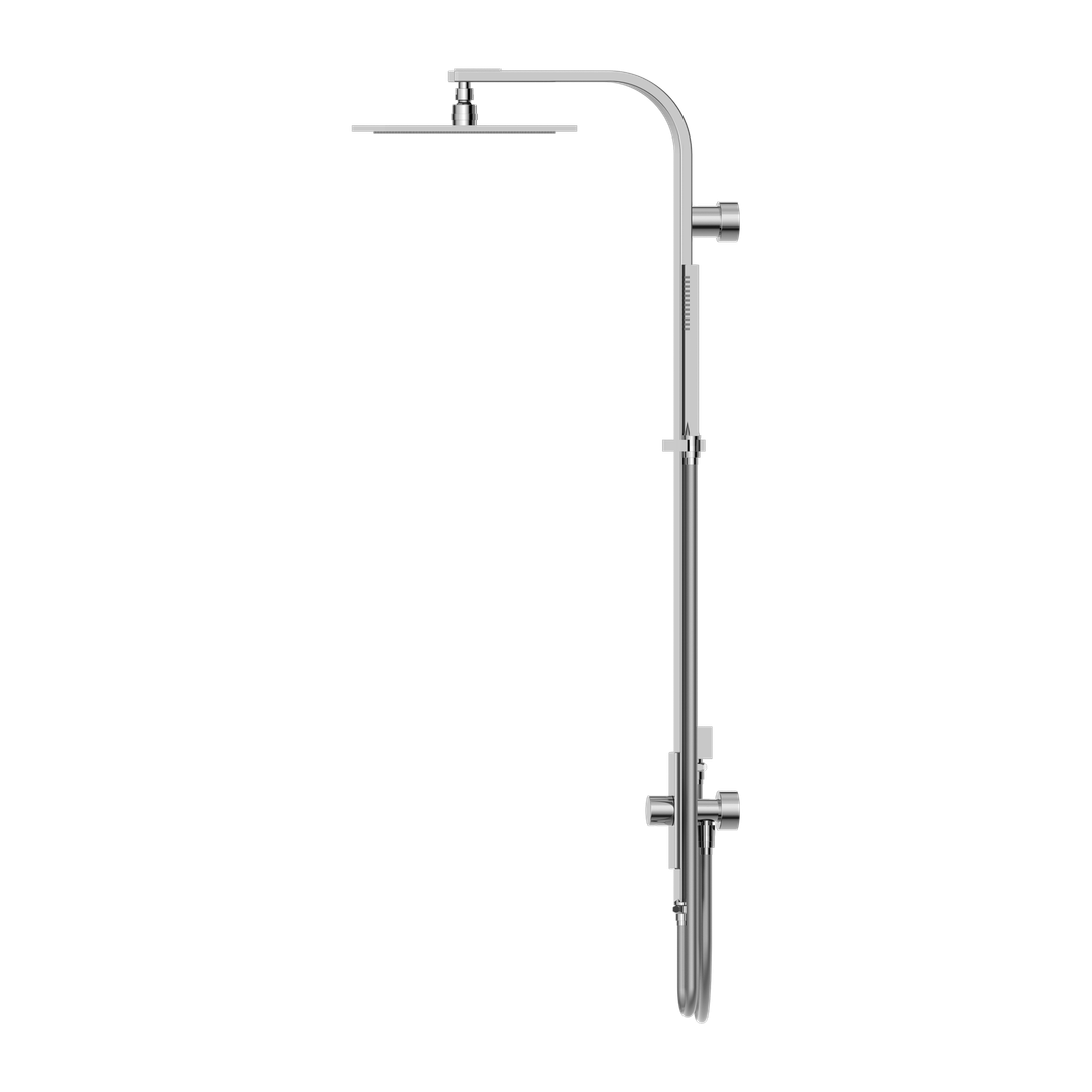 Rain Square Nero Shower Set Double Hose Shower - Chrome