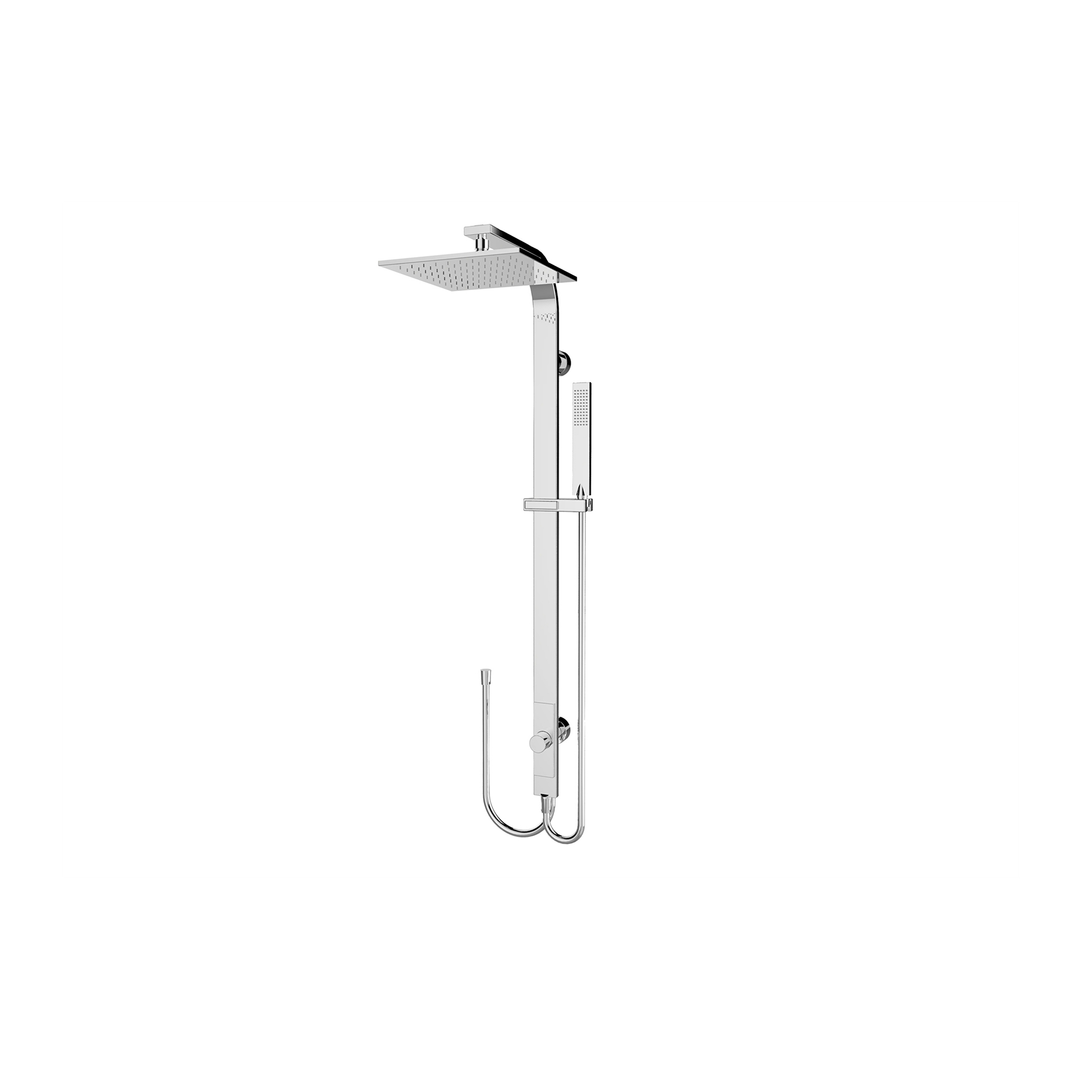 Rain Square Nero Shower Set Double Hose Shower - Chrome
