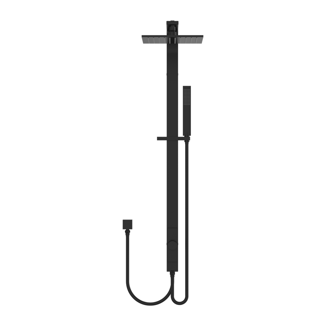 Rain Square Nero Shower Set Double Hose Shower - Matt Black