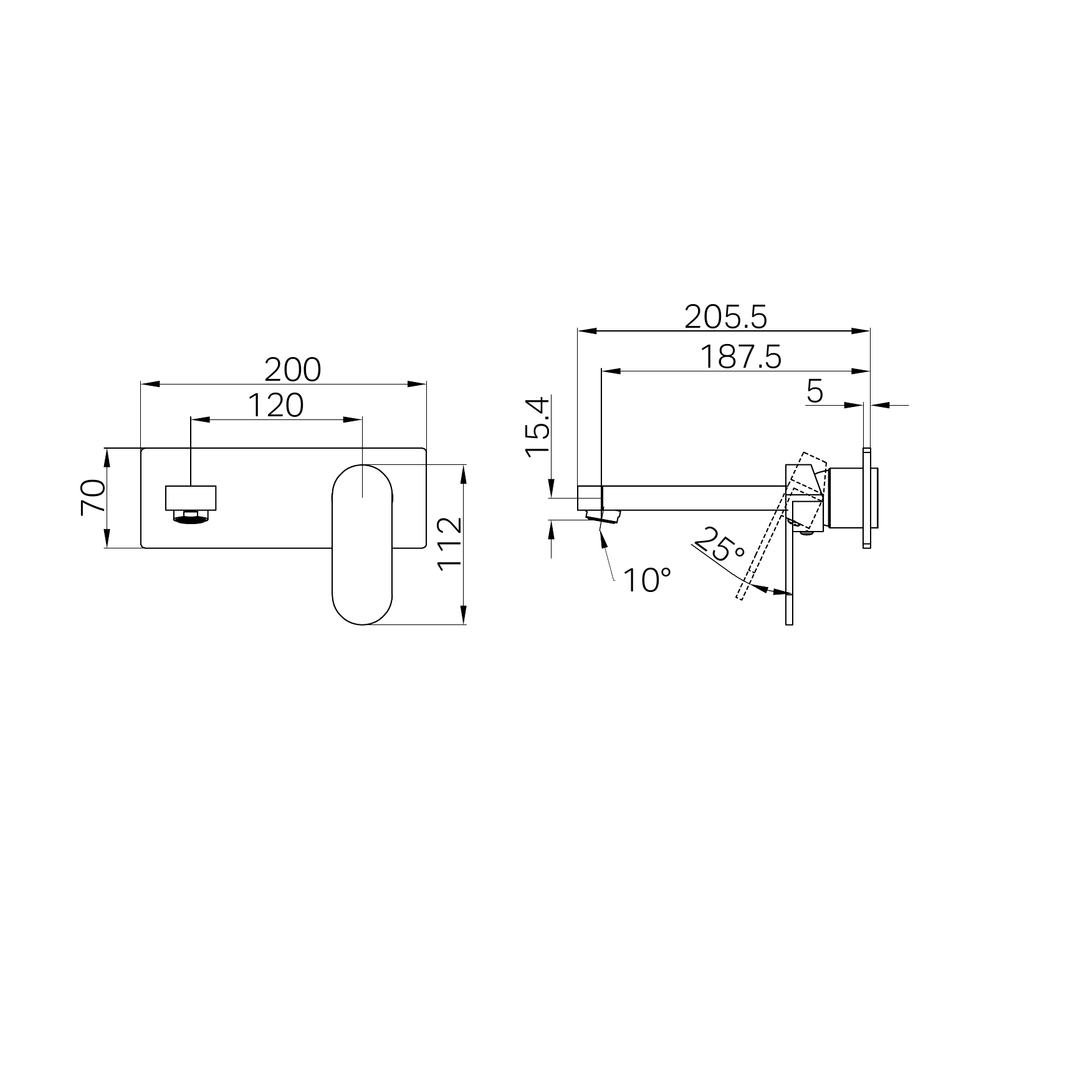 Nero Ecco Wall Basin/Bath Mixer Trim Kits Only - Gunmetal