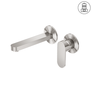 Nero Ecco Wall Basin/Bath Mixer Separate Back Plate - Brushed Nickel