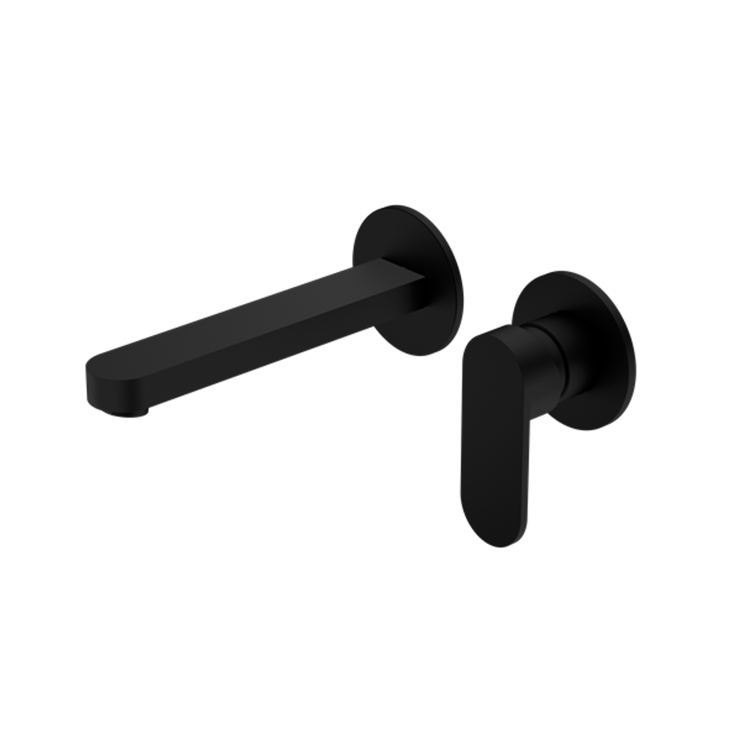 Nero Ecco Wall Basin/Bath Mixer Separate Back Plate - Matte Black