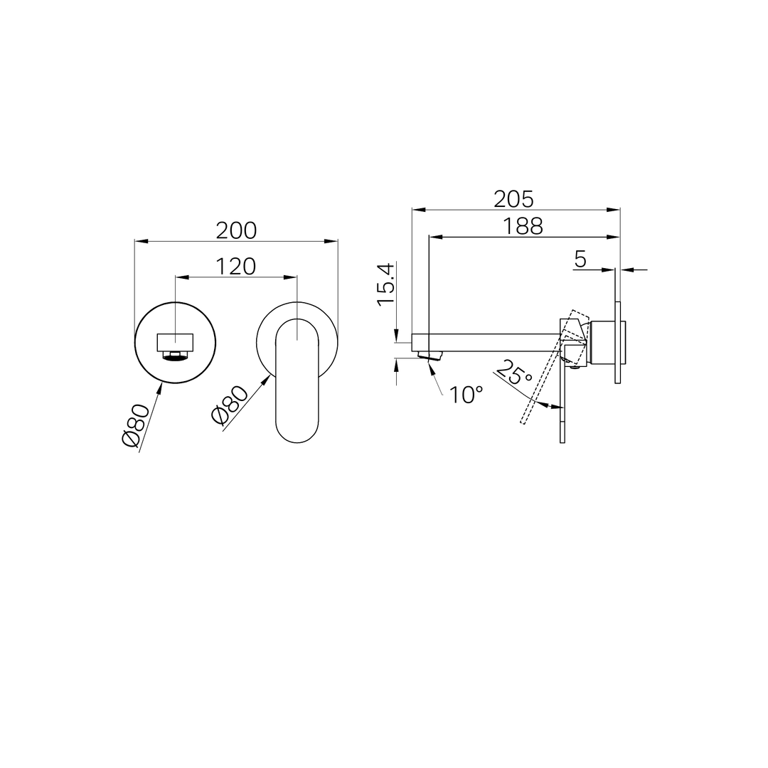 Nero Ecco Wall Basin/Bath Mixer Separate Back Plate Trim Kits Only - Chrome