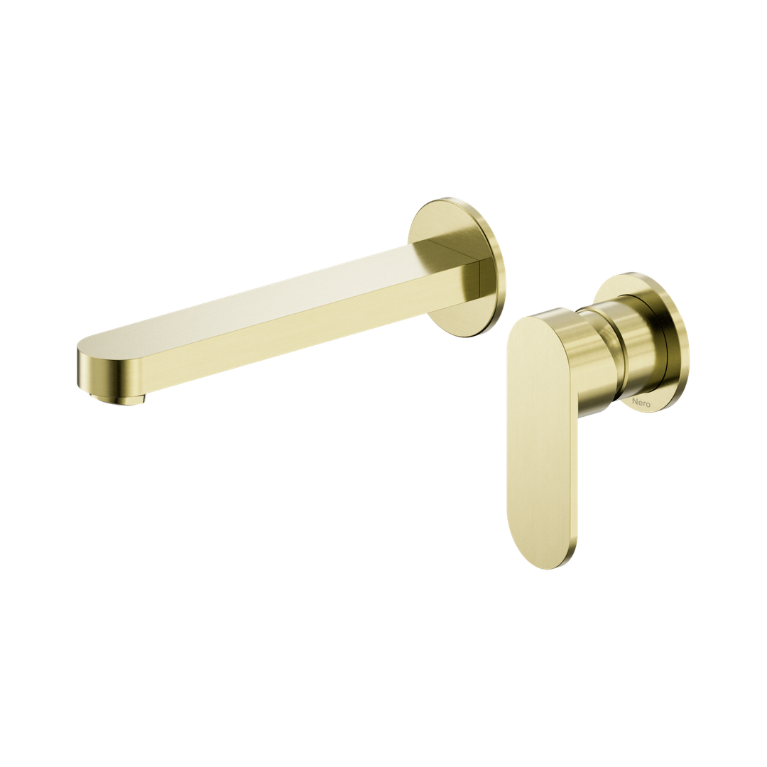 Nero Ecco Wall Basin/Bath Mixer Separate Back Plate 60Mm - Brushed Gold