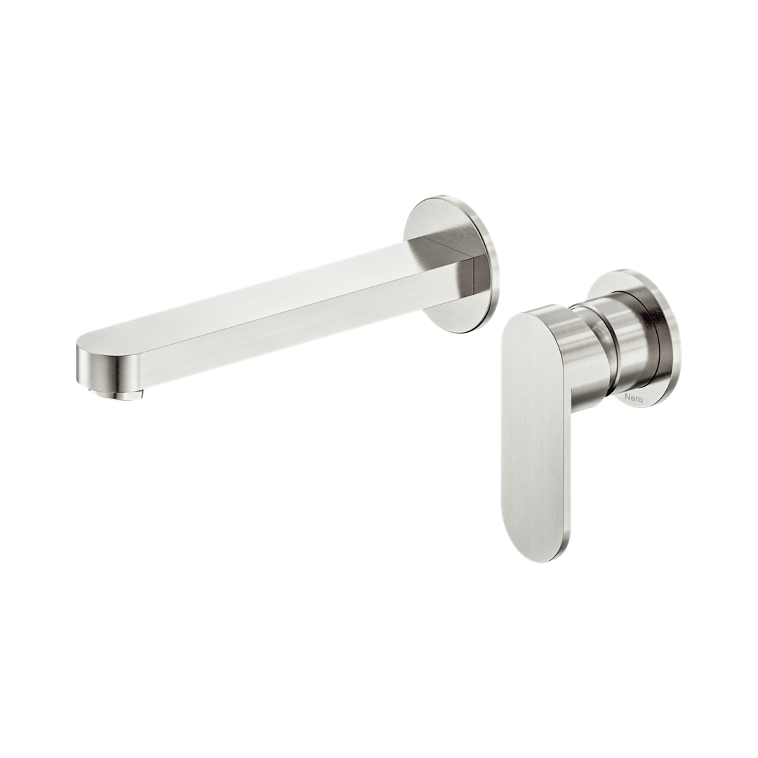 Nero Ecco Wall Basin/Bath Mixer Separate Back Plate 60Mm - Brushed Nickel