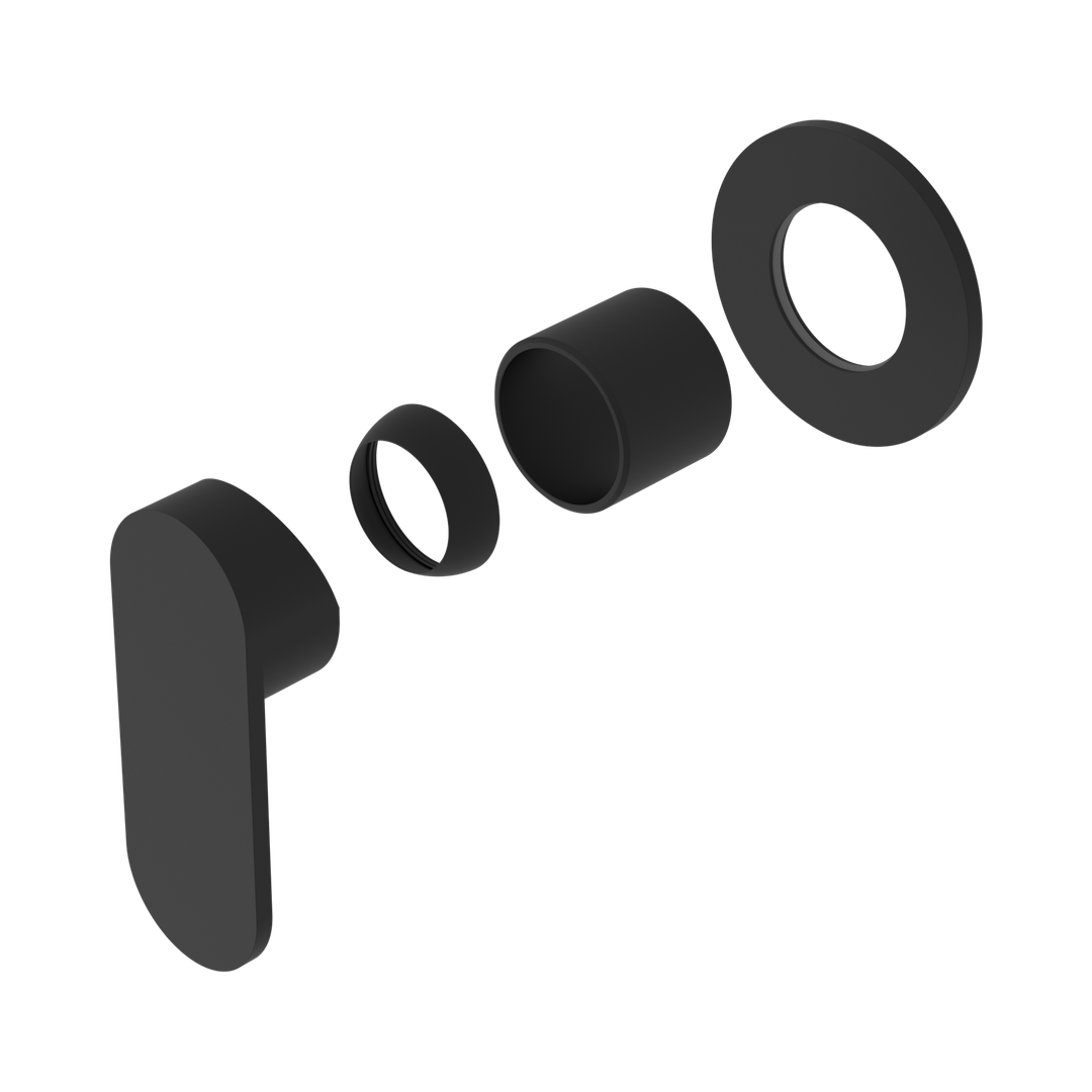 Nero Ecco Shower Mixer 80Mm Round Plate Trim Kits Only - Matte Black