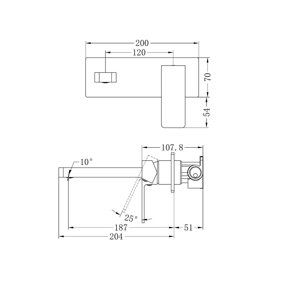 Celia Wall Basin Nero Mixer - Brushed Nickel