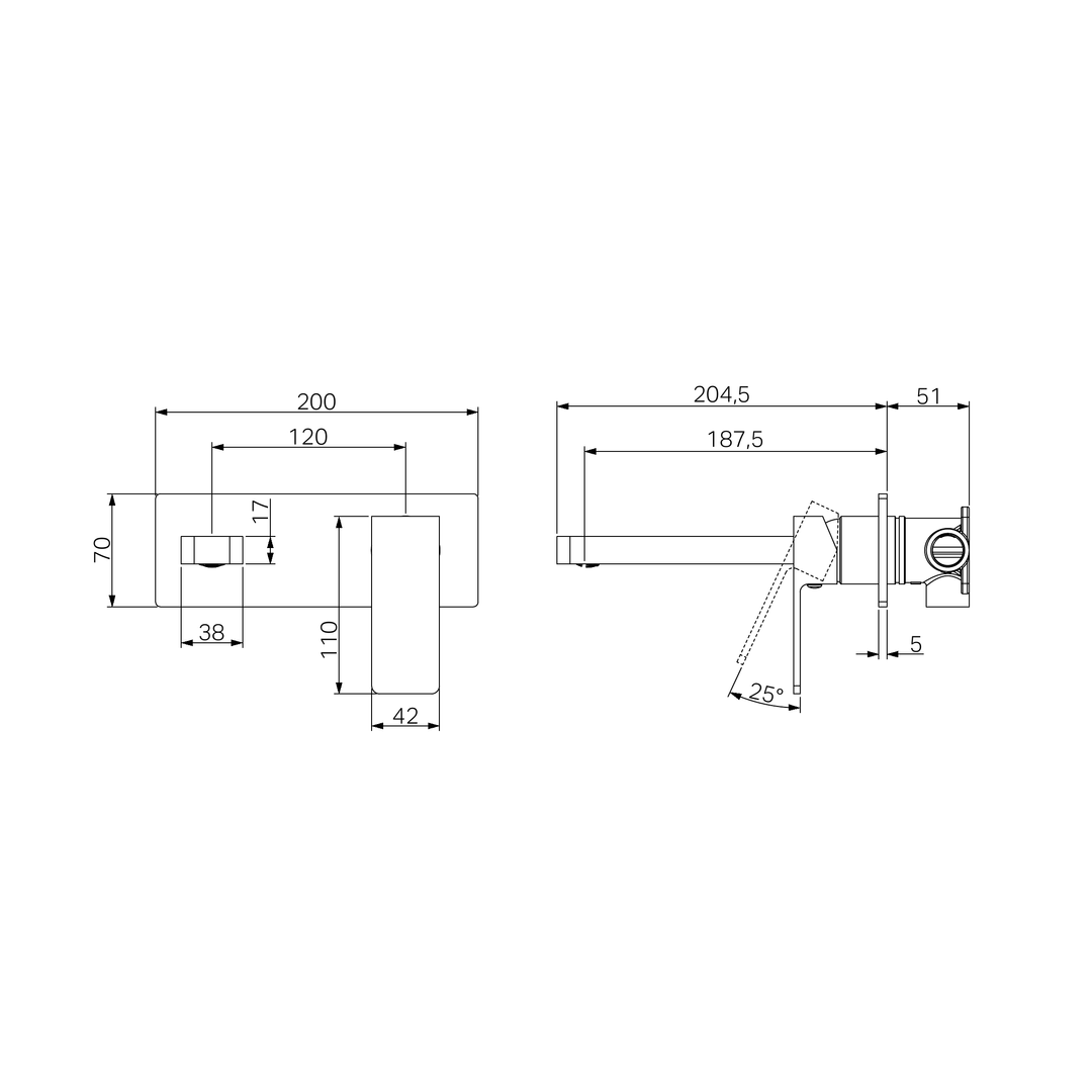 Nero Celia Wall Basin/Bath Mixer - Chrome