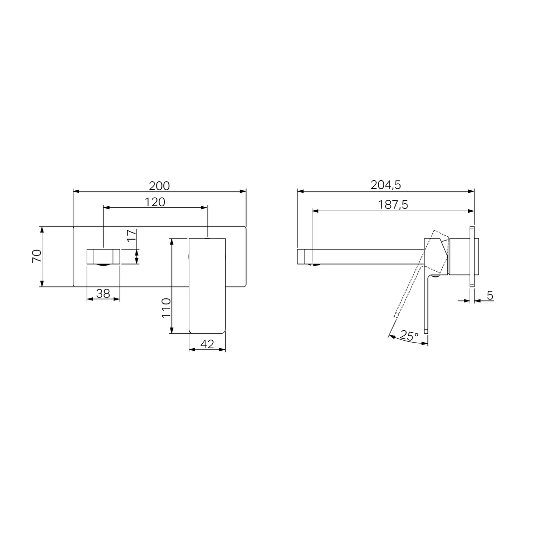 Nero Celia Wall Basin/Bath Mixer Trim Kits Only - Chrome