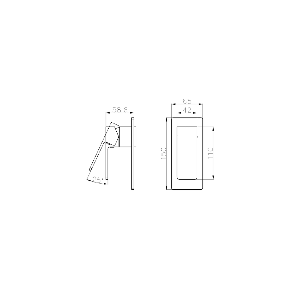 Nero Celia Shower Mixer Rectangular Backplate Trim Kits Only - Matte Black