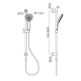 Nero 3 Function Shower Rail - Gunmetal