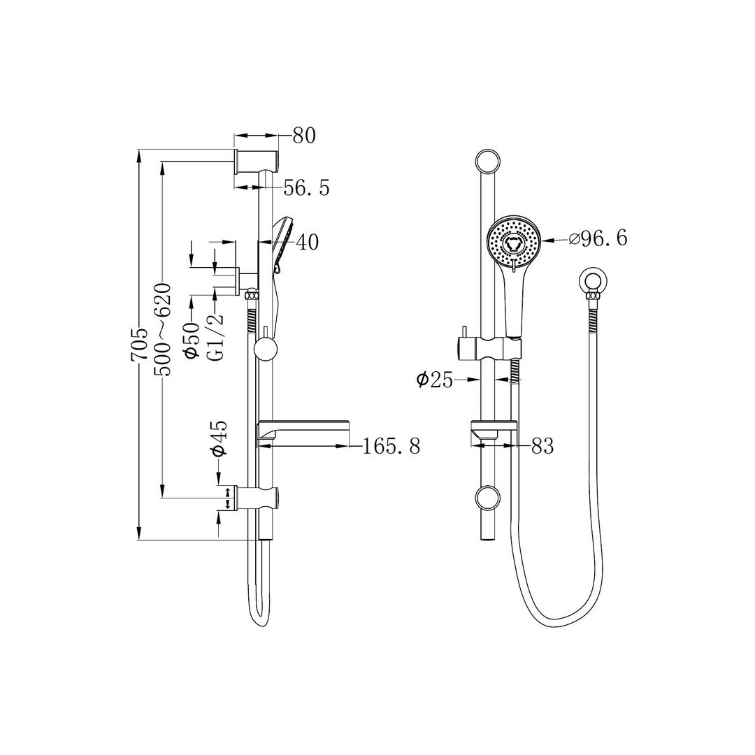 Nero Budget Shower Rail - Chrome