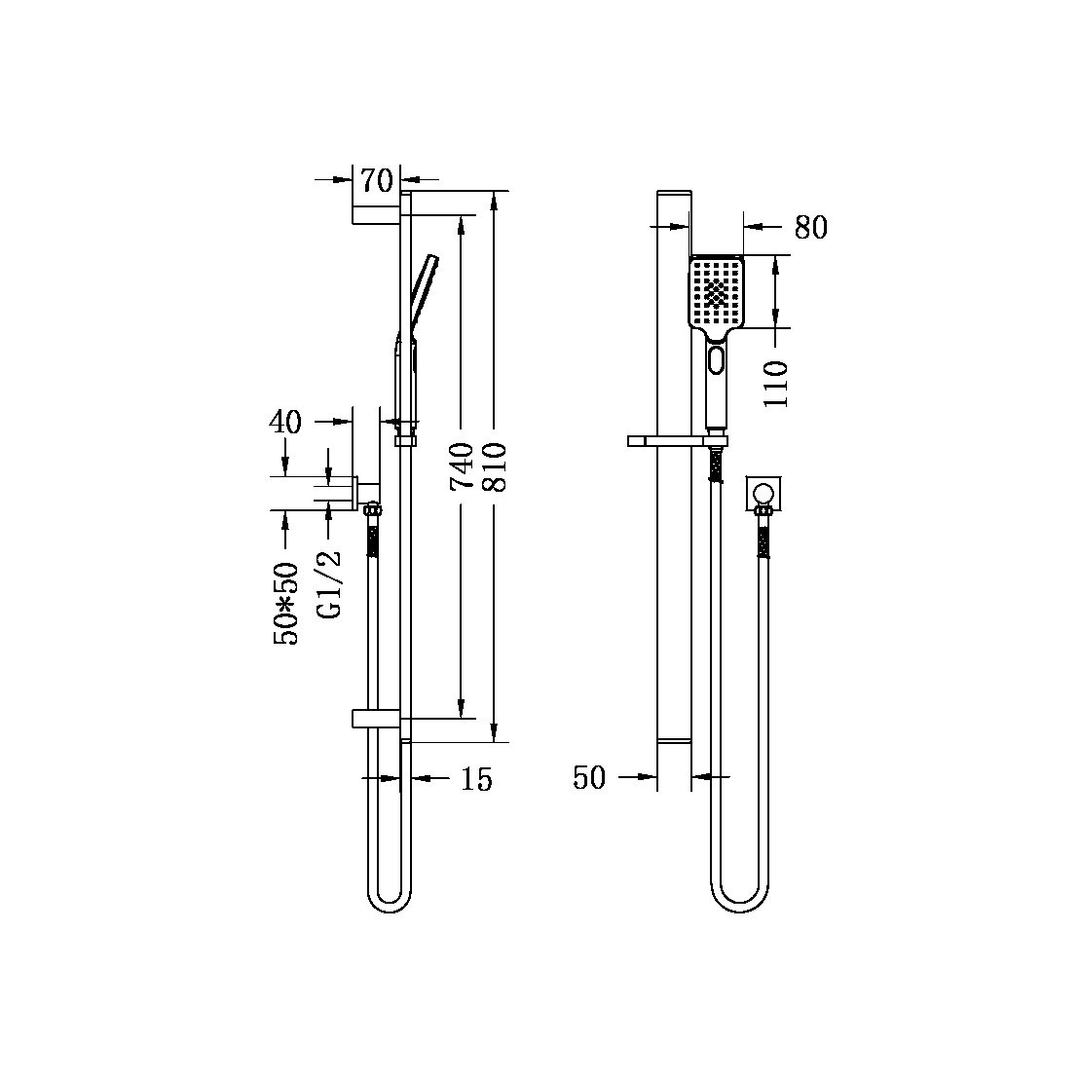 Nero Celia New Shower Rail - Brushed Nickel