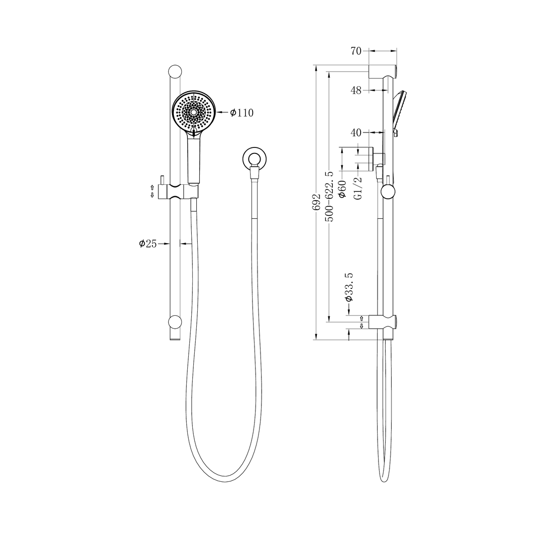 Nero Round Metal Project Shower Rail 4 Star Rating - Matte Black