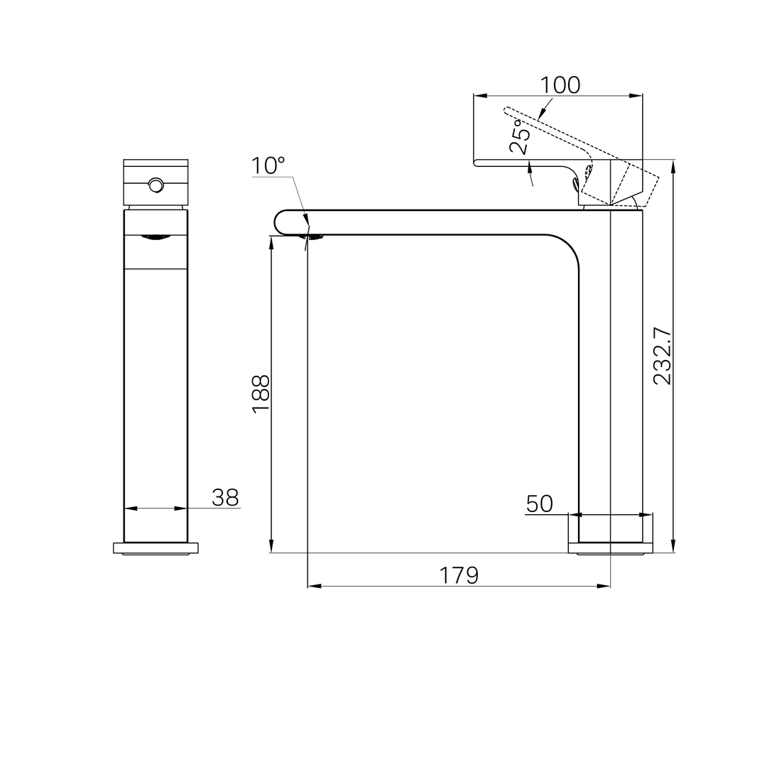 Bianca Mid Tall Basin Nero Mixer Shower - Brushed Nickel