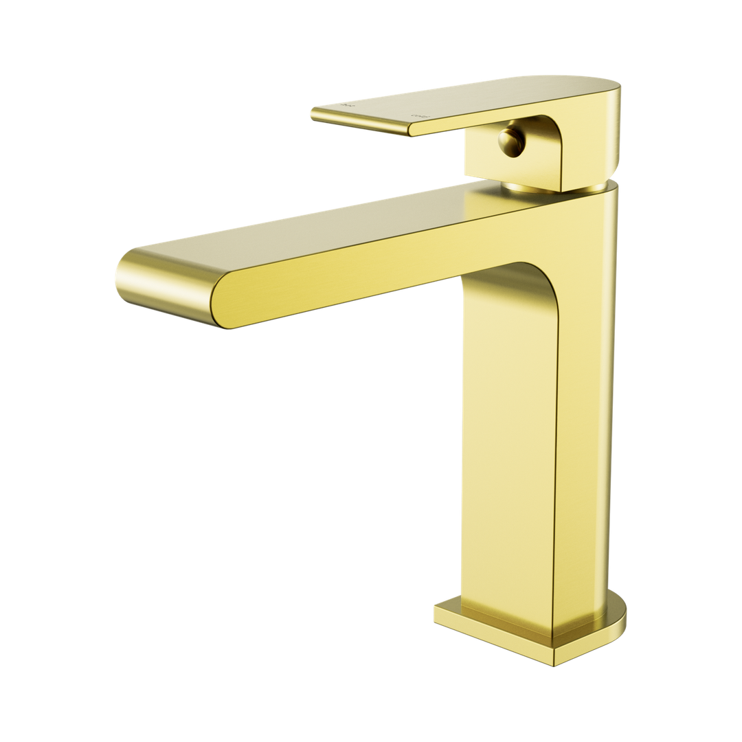 Bianca Nero Basin Mixer Straight Spout Brushed Gold