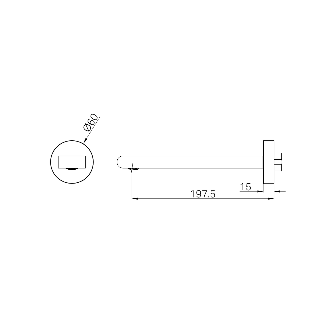 Nero Bianca Fixed Bath Spout Only 200Mm - Chrome