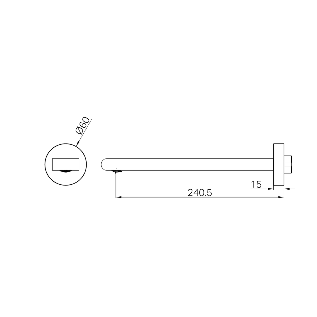 Nero Bianca Fixed Bath Spout Only 240Mm - Chrome