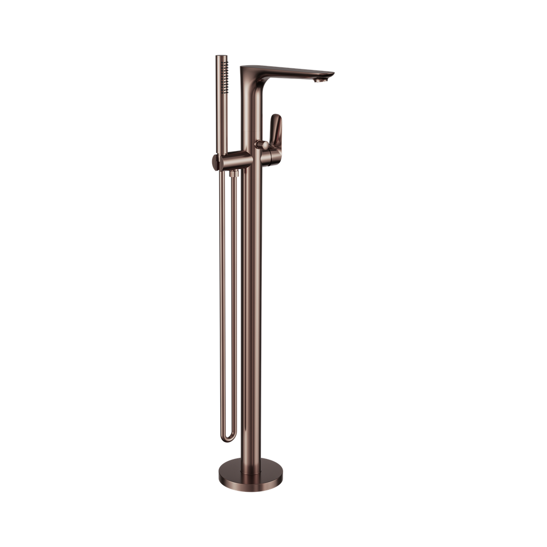 Nero Bianca Freestanding Bath Mixer With Hand Shower - Brushed Bronze