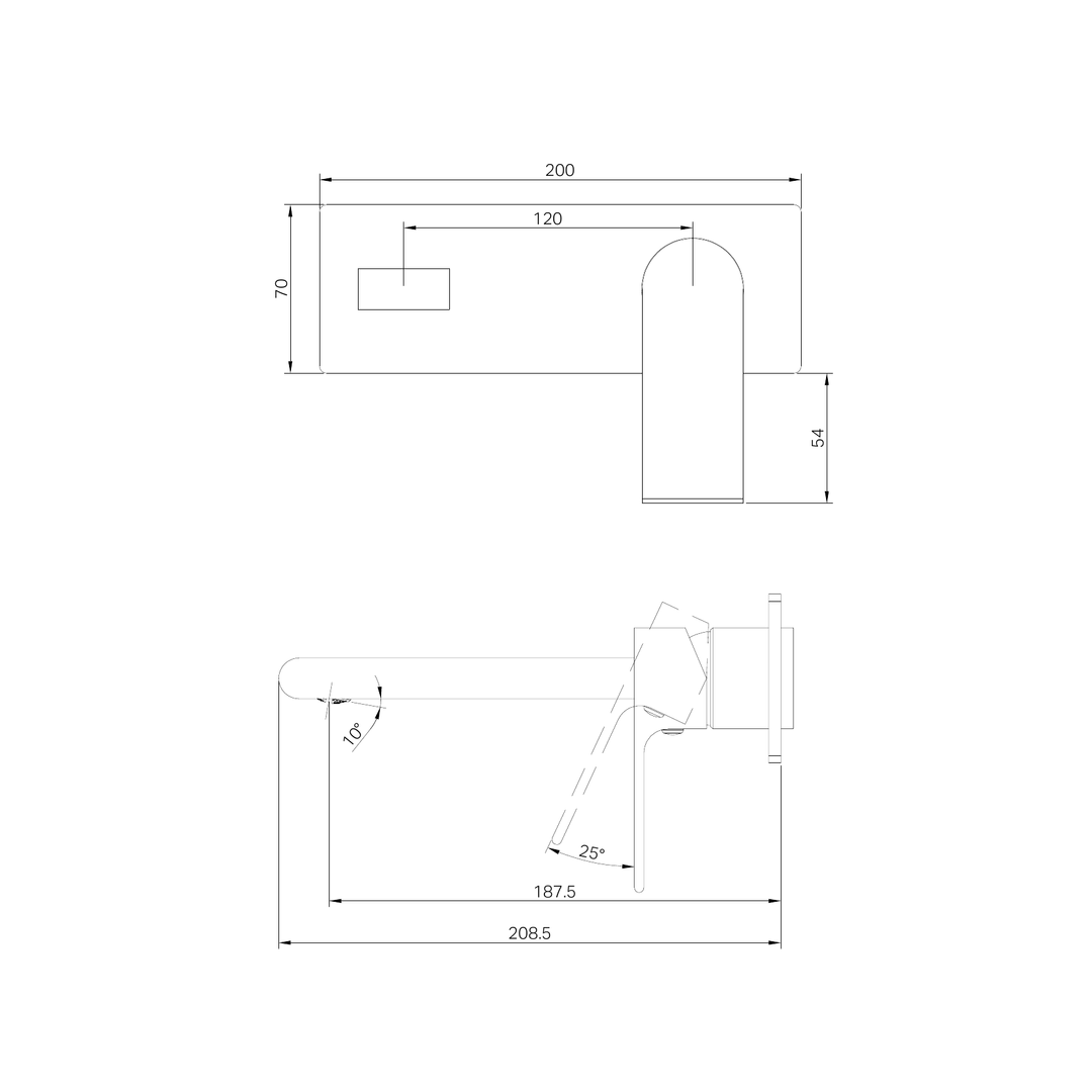 Nero Bianca Wall Basin/Bath Mixer 187Mm Trim Kits Only - Matte Black