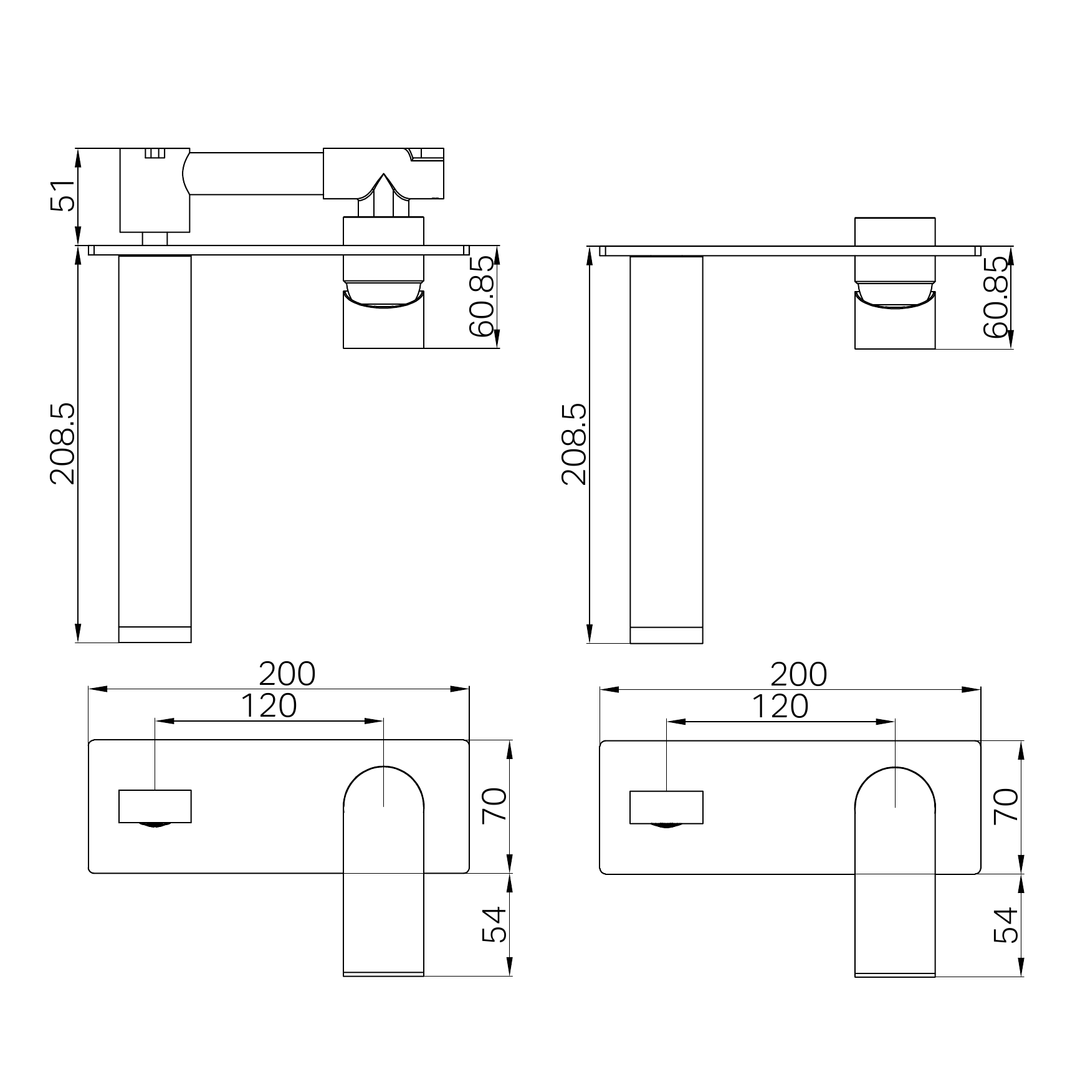 Bianca Wall Basin Nero Mixer Shower - Chrome