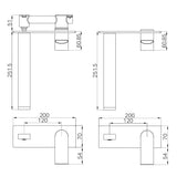 Nero Bianca Wall Basin/Bath Mixer 230Mm - Gunmetal