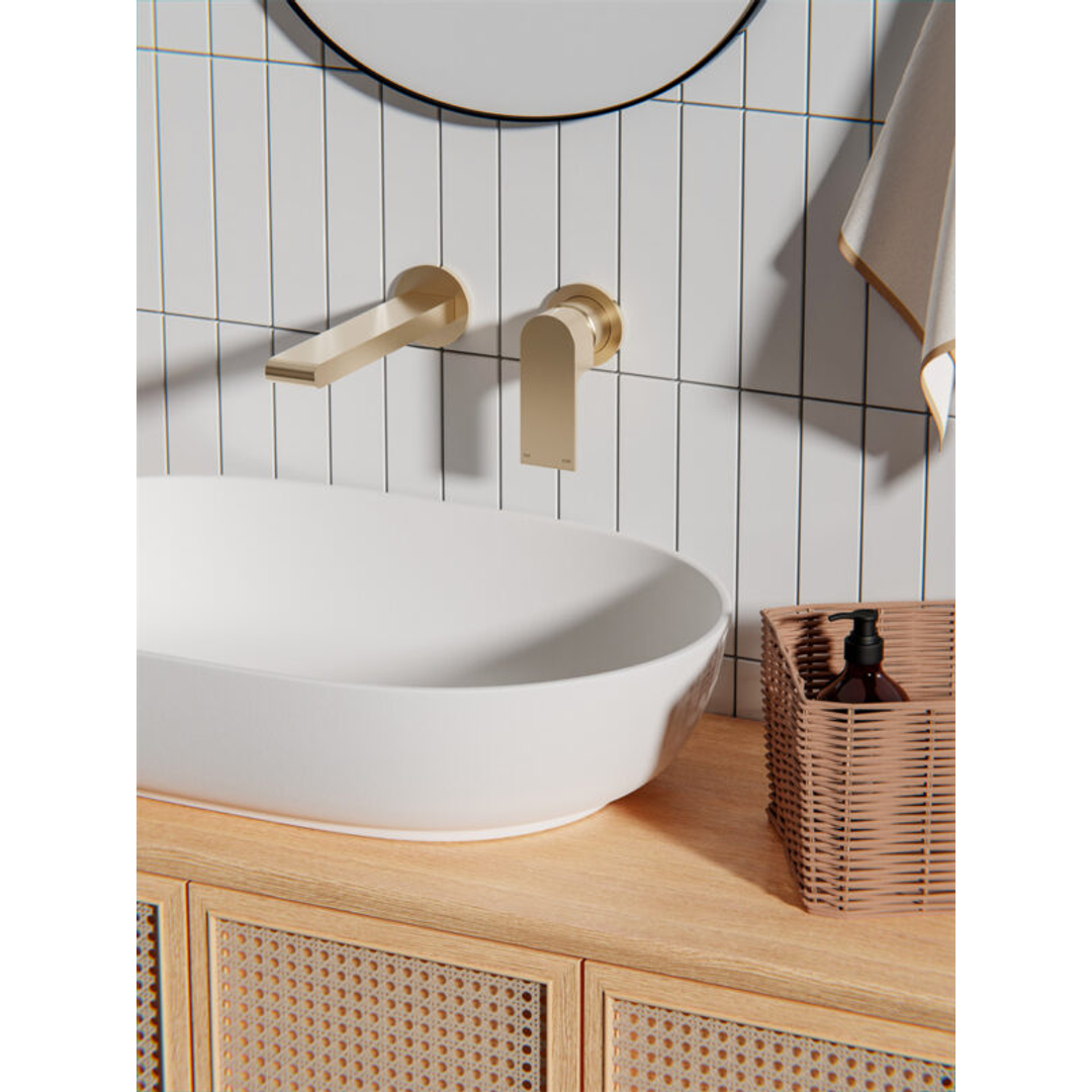 Bianca Wall Basin Nero Mixer With Separate Back Plate - Brushed Gold