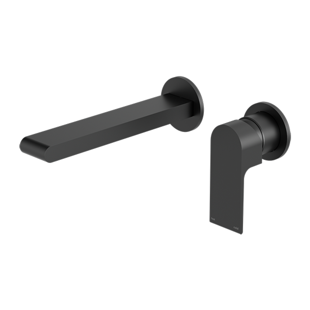 Nero Bianca Wall Basin Mixer With Separate Back Plate - Matt Black