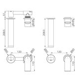 Nero Bianca Wall Basin/Bath Mixer Separate Back Plate 187Mm - Brushed Bronze