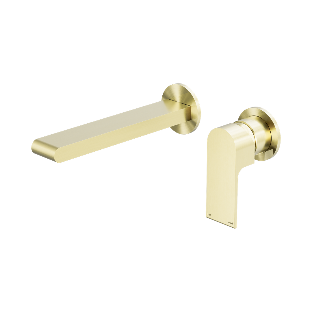 Nero Bianca Wall Basin/Bath Mixer Separate Back Plate 230Mm - Brushed Gold