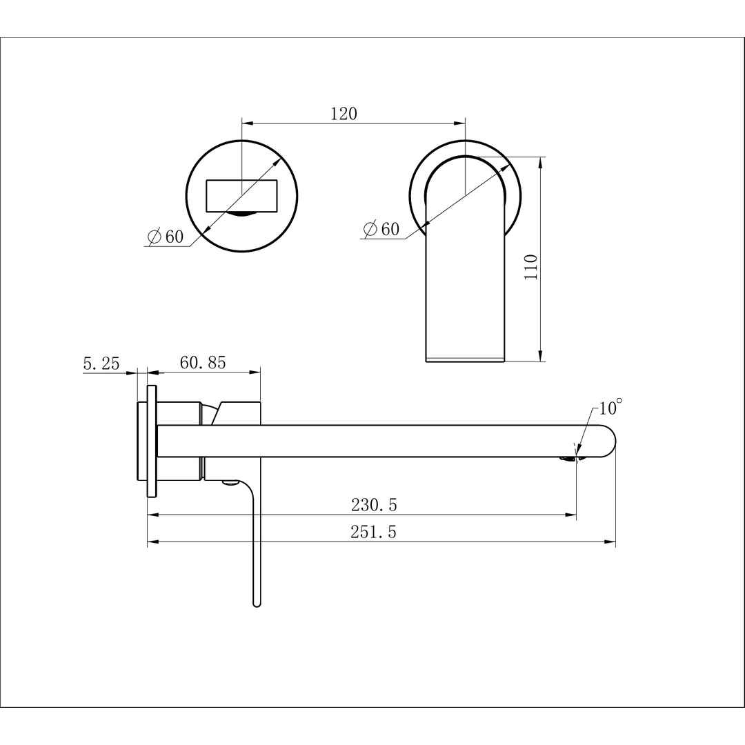 Nero Bianca Wall Basin/Bath Mixer Separate Back Plate 230Mm Trim Kits Only - Brushed Bronze