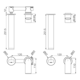Nero Bianca Wall Basin/Bath Mixer Separate Back Plate 230Mm - Brushed Gold