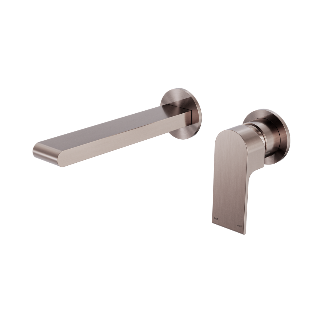 Nero Bianca Wall Basin/Bath Mixer Separate Back Plate 187Mm - Brushed Bronze