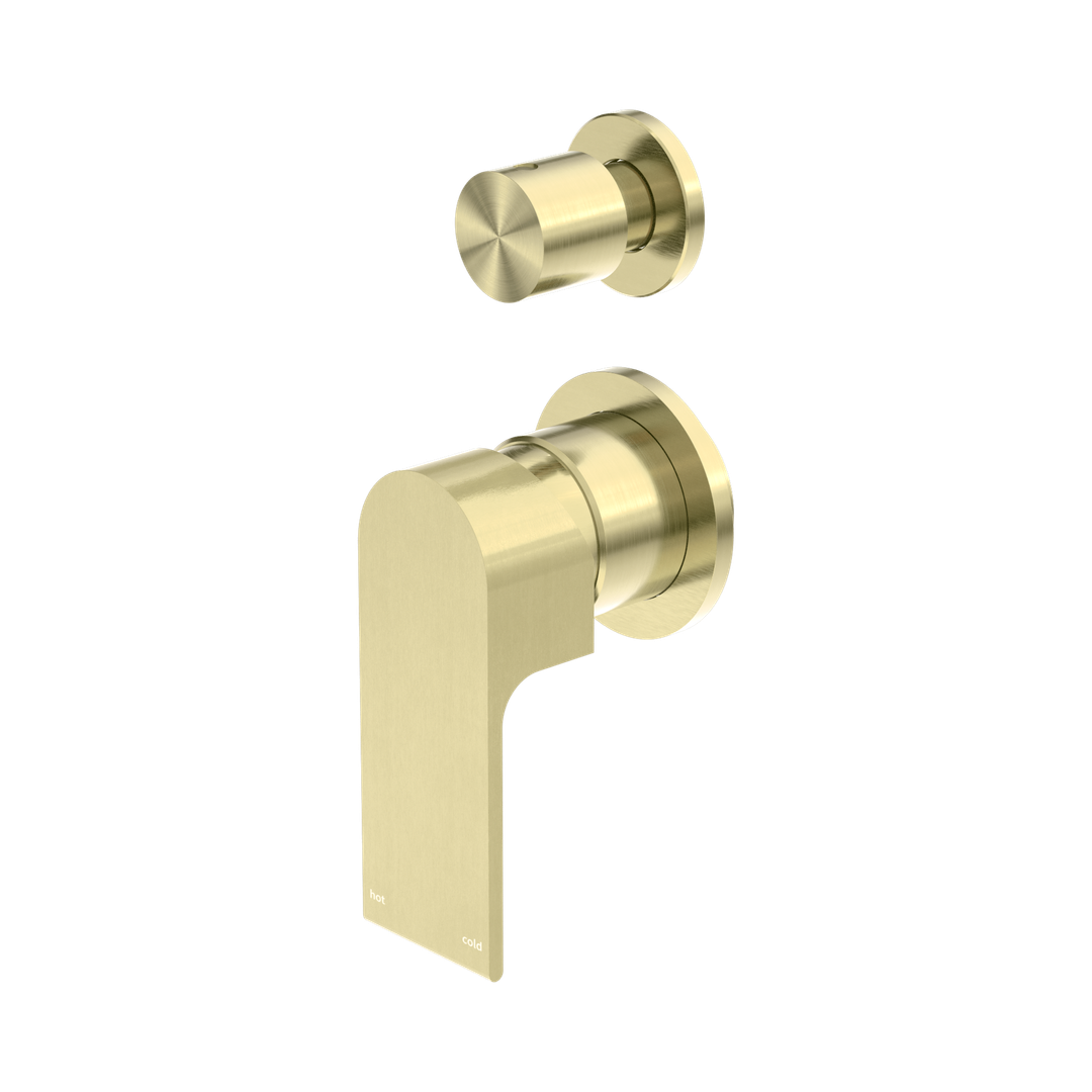 Nero Bianca Shower Mixer With Diverter Separate Back Plate - Brushed Gold