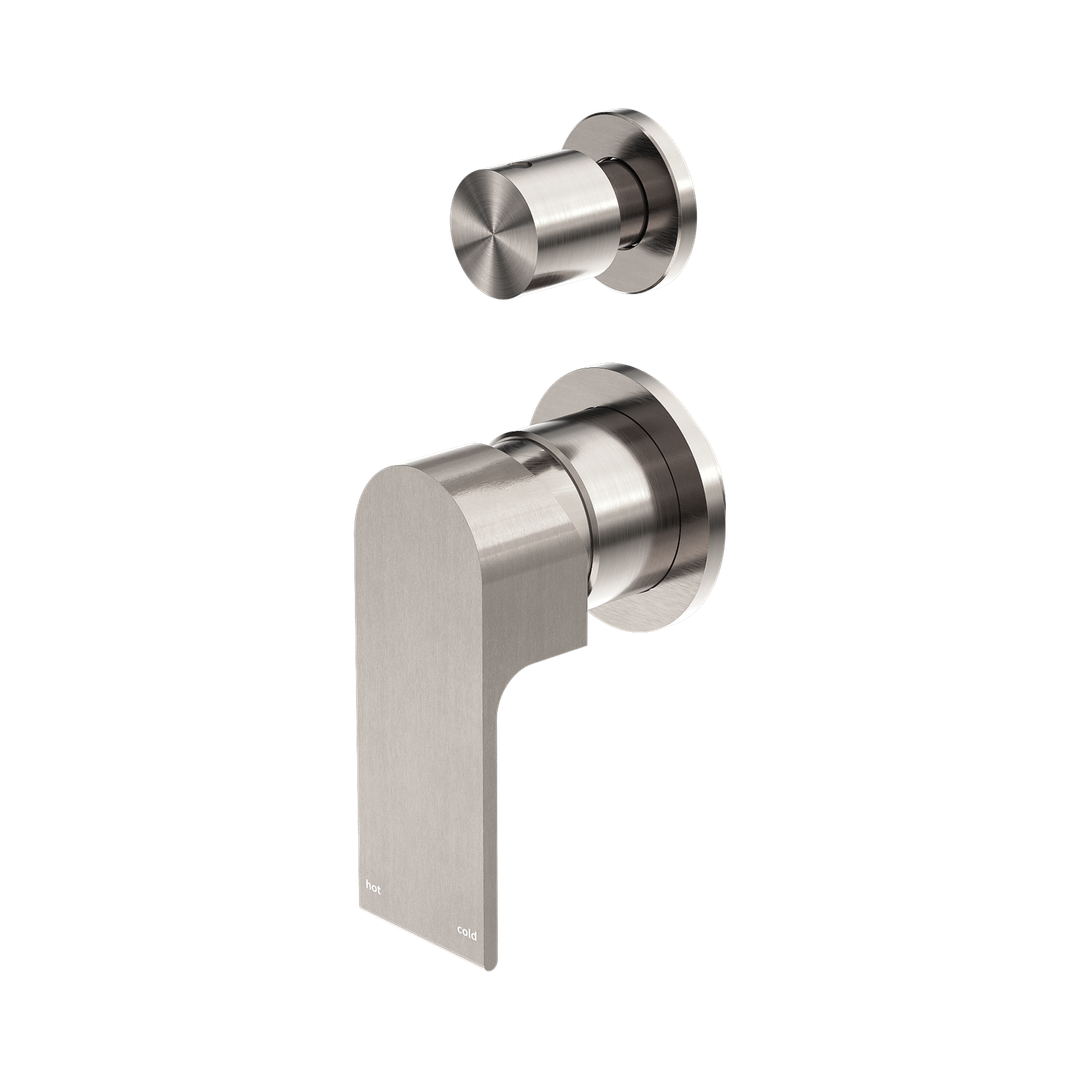 Nero Bianca Shower Mixer With Diverter Separate Back Plate - Brushed Nickel