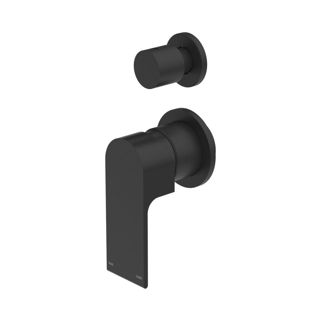 Nero Bianca Shower Mixer With Diverter Separate Back Plate - Matte Black