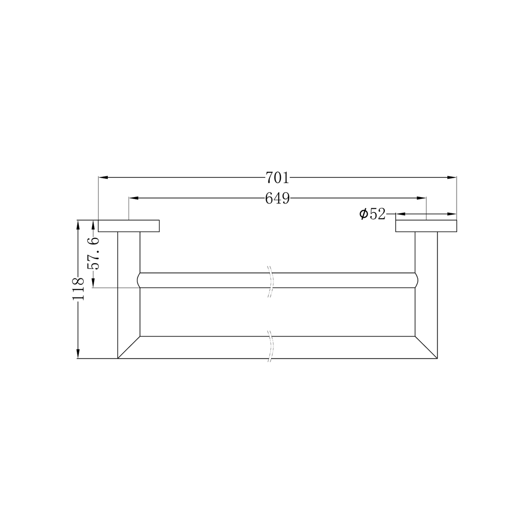Nero Dolce 700Mm Double Towel Rail - Matte Black