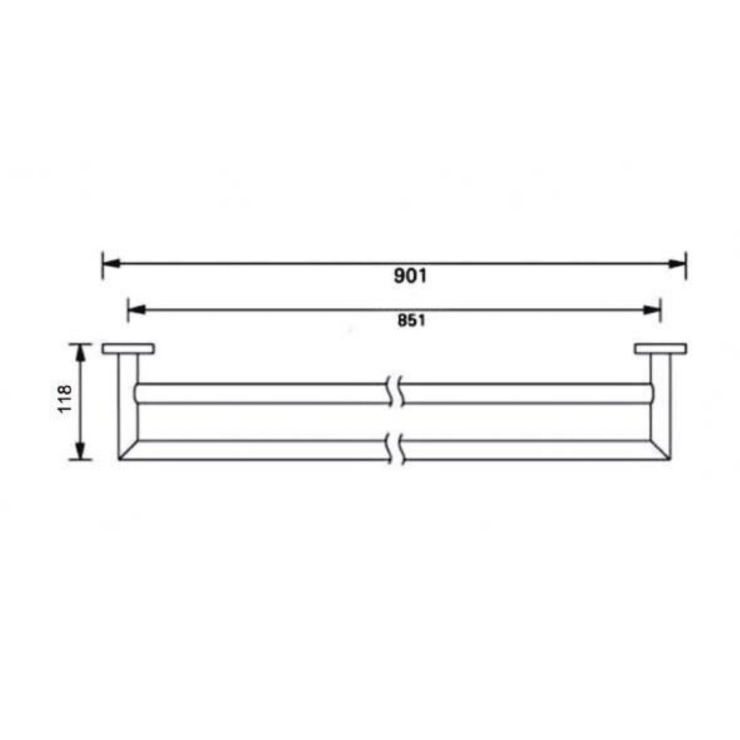 Nero Dolce 900Mm Double Towel Rail - Chrome