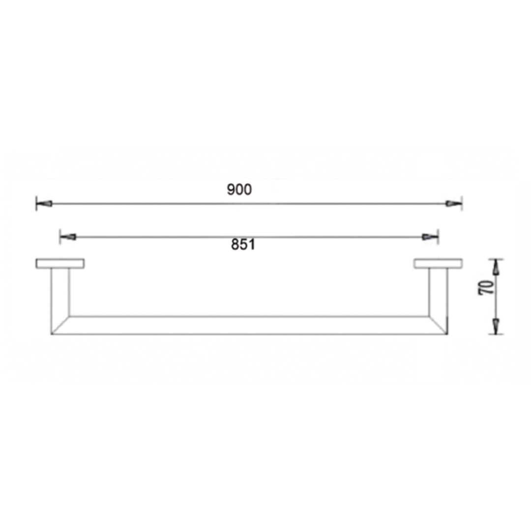 Nero Dolce 900Mm Single Towel Rail - Chrome