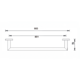 Nero Dolce 900Mm Single Towel Rail - Chrome