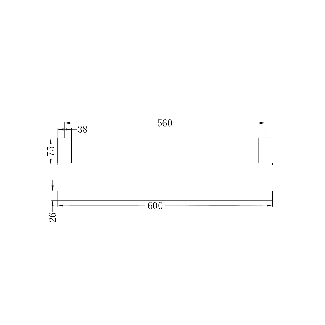 Nero Celia 600Mm Single Towel Rail - Matte Black