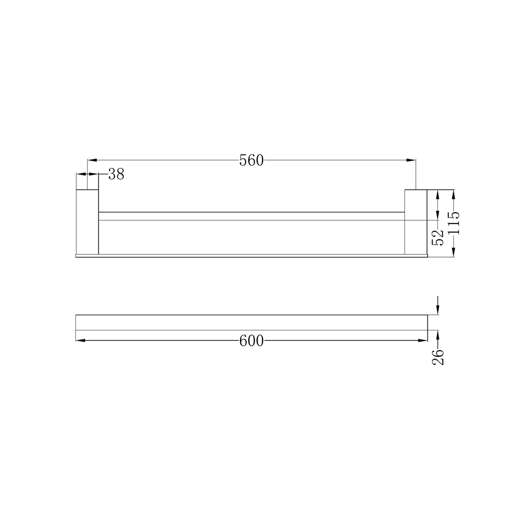 Nero Celia 600Mm Double Towel Rail - Matte Black