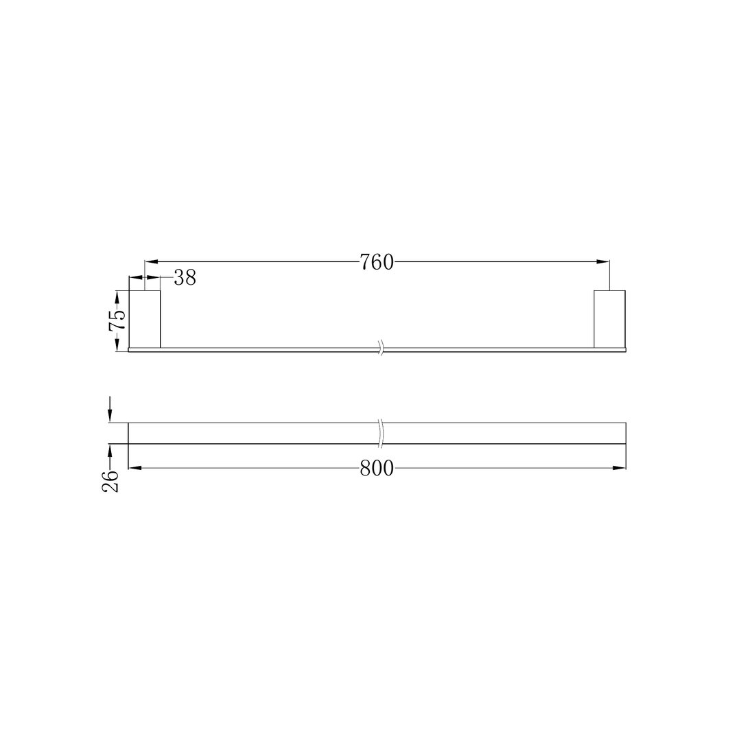 Nero Celia 800Mm Single Towel Rail - Matte Black