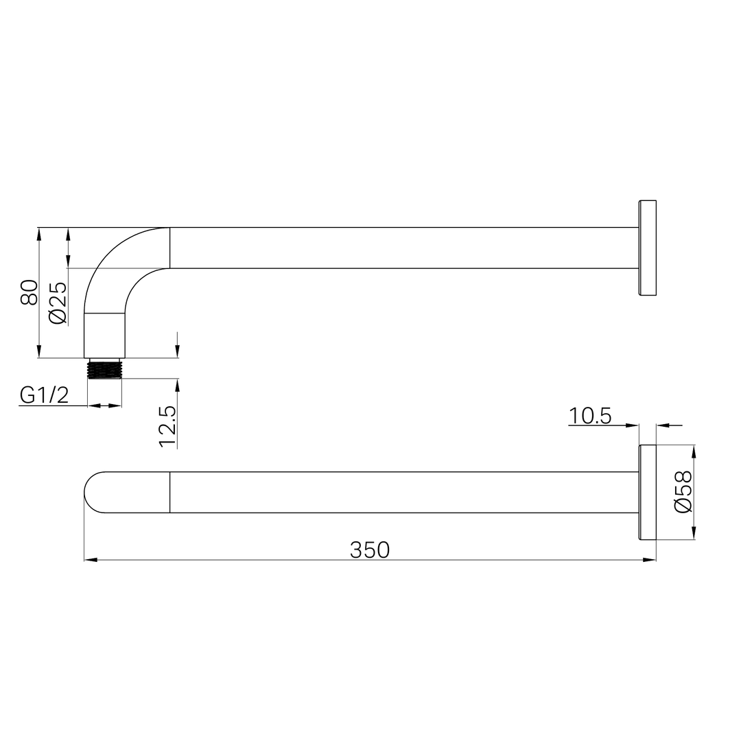 Round Nero Shower Arm - Matte White